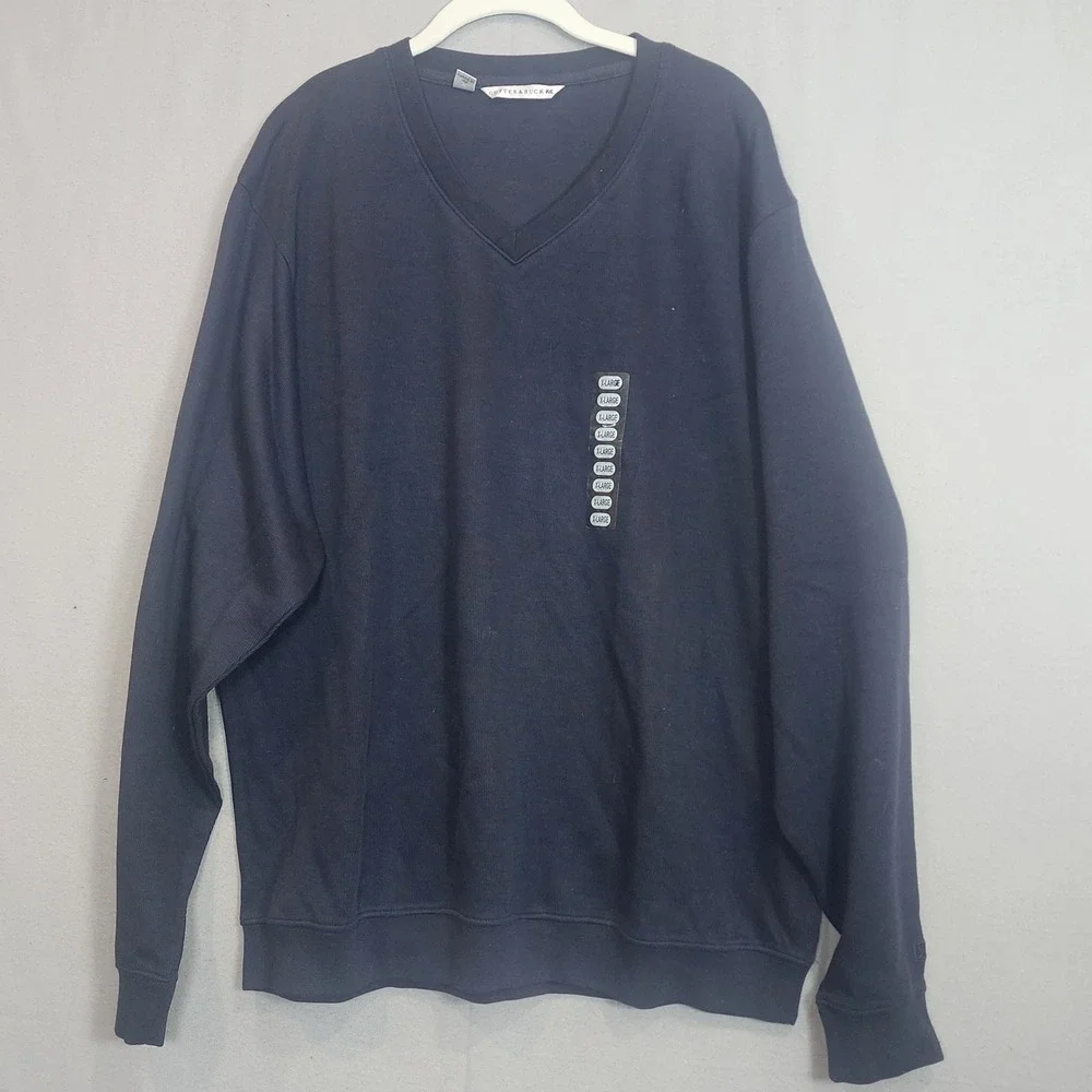 Cutter & Buck Sweatshirt Navy V-Neck 100% Supima Cotton Mens XL